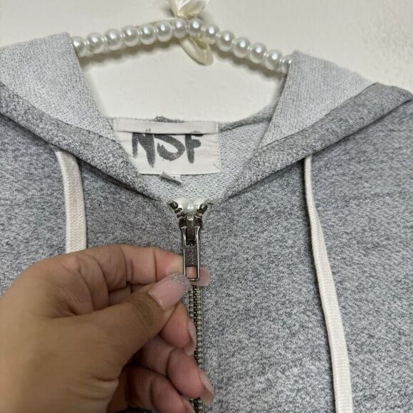 NSF Small Hoody Full Zip Sweatshirt Hidden USA Made Terry Cloth Relax Lounge - Picture 5 of 11